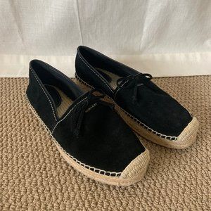 Coach Rae Espadrille Black Suede Flats